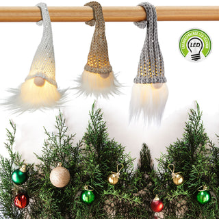 LED Wichtel 3er Set zum Aufhängen H26cm Wichtelmännchen Weihnachtswichtel Zwerg Adventsdeko Weihnachtsdeko