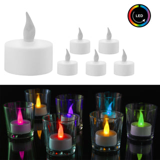 6/10x LED Teelichter Farbwechsel Ø4cm Lichtspiel Partylicht 12 Farben Teelicht flammenlos
