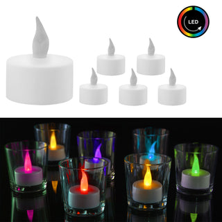 6/10x LED Teelichter Farbwechsel Ø4cm Lichtspiel Partylicht 12 Farben Teelicht flammenlos