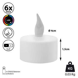 6/10x LED Teelichter Farbwechsel Ø4cm Lichtspiel Partylicht 12 Farben Teelicht flammenlos