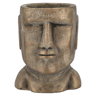 Pflanztopf Moai Kopf gold H:17/21cm Terracotta Büste Skulptur Dekofigur Steinstatue Osterinsel Gartenfigur Steinkopf