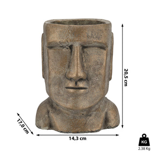 Pflanztopf Moai Kopf gold H:17/21cm Terracotta Büste Skulptur Dekofigur Steinstatue Osterinsel Gartenfigur Steinkopf