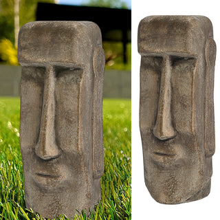 Moai Kopf Statute gold H:26/41 cm Terracotta Büste Skulptur Dekofigur Steinstatue Osterinsel Gartenfigur Steinkopf