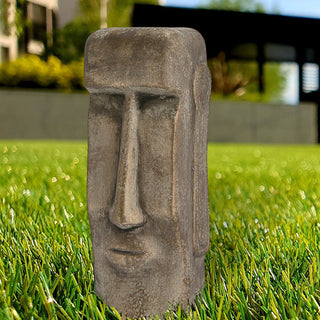 Moai Kopf Statute gold H:26/41 cm Terracotta Büste Skulptur Dekofigur Steinstatue Osterinsel Gartenfigur Steinkopf