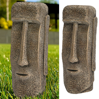 Moai Kopf Statute gold H:26/41 cm Terracotta Büste Skulptur Dekofigur Steinstatue Osterinsel Gartenfigur Steinkopf