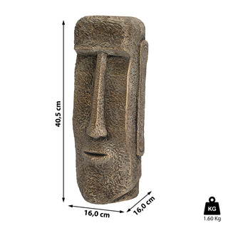 Moai Kopf Statute gold H:26/41 cm Terracotta Büste Skulptur Dekofigur Steinstatue Osterinsel Gartenfigur Steinkopf