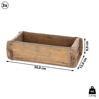 1/3x Holzkiste 30x9x15cm Ziegelform Altholz Holzbox Vintage Used Look Kiste Box Dekokiste