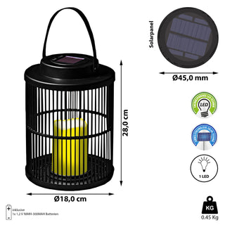 Solar Laterne 18x28cm LED Kerze Metall Tischlampe Gartenleuchte Wegelampe warmweiß Gitterdesign