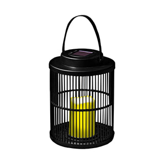 Solar Laterne 18x28cm LED Kerze Metall Tischlampe Gartenleuchte Wegelampe warmweiß Gitterdesign