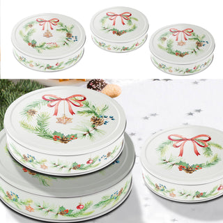 Gebäckdosen 3er Set "Nostalgie" / "Wintervorrat" / "Schneeman"3 Größen Metall Weihnachtskekse Weihnachtsgebäck Keksdose Dose Weihnachtsdose