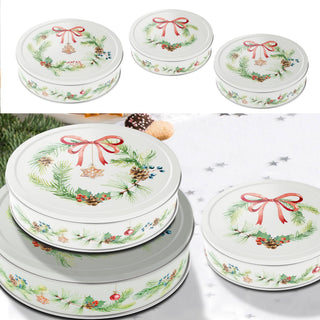 Gebäckdosen 3er Set "Nostalgie" / "Wintervorrat" / "Schneeman"3 Größen Metall Weihnachtskekse Weihnachtsgebäck Keksdose Dose Weihnachtsdose
