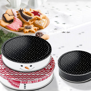 Gebäckdosen 3er Set "Nostalgie" / "Wintervorrat" / "Schneeman"3 Größen Metall Weihnachtskekse Weihnachtsgebäck Keksdose Dose Weihnachtsdose