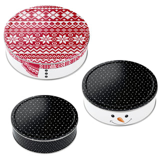 Gebäckdosen 3er Set "Nostalgie" / "Wintervorrat" / "Schneeman"3 Größen Metall Weihnachtskekse Weihnachtsgebäck Keksdose Dose Weihnachtsdose