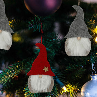 Wichtel 12er Set je 6x rot und 6x grau zum Aufhängen H15cm Zwerg Weihnachtswichtel Wichtelmännchen Zwerg Adventsdeko Weihnachtsdeko