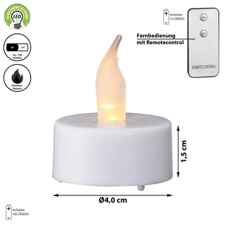 LED Teelicht 10er Set weiß Fernbedienung inkl. Batterien flackernd Kerzen Teelichter