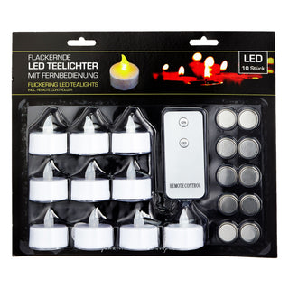 LED Teelicht 10er Set weiß Fernbedienung inkl. Batterien flackernd Kerzen Teelichter