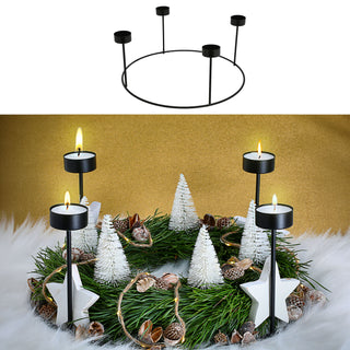DIY Adventskranz Teelichthalter 33x15cm Eisen schwarz Metallring Kerzenhalter Teelicht