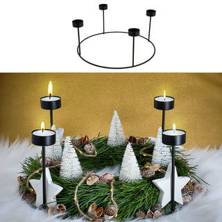 DIY Adventskranz Teelichthalter 33x15cm Eisen schwarz Metallring Kerzenhalter Teelicht
