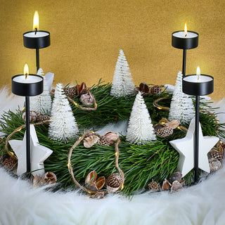 DIY Adventskranz Teelichthalter 33x15cm Eisen schwarz Metallring Kerzenhalter Teelicht