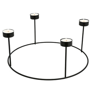 DIY Adventskranz Teelichthalter 33x15cm Eisen schwarz Metallring Kerzenhalter Teelicht