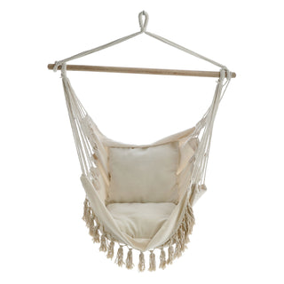 Hängesessel 2 Kissen 98x198cm Beige Baumwolle Hängestuhl Sessel Hängesitz Hängekorb Gartenzubehör