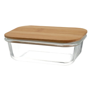 Vorratsbehälter mit Bambusdeckel 400/600/1000/1200ml Borosilikatglas Bambus Frischhaltebox Vorratsdose Vesperdose Lebensmittelbehälter