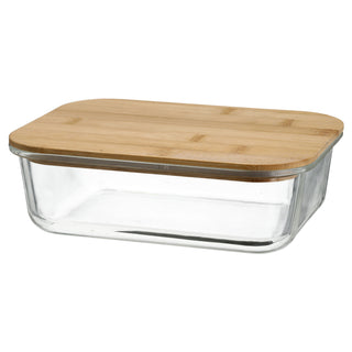 Vorratsbehälter mit Bambusdeckel 400/600/1000/1200ml Borosilikatglas Bambus Frischhaltebox Vorratsdose Vesperdose Lebensmittelbehälter