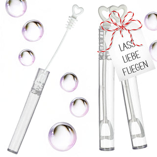 Seifenblasen Set Hochzeit 48er Pack Röhrchen Herzgriff Bubbles Trauung Hochzeitsseifenblasen