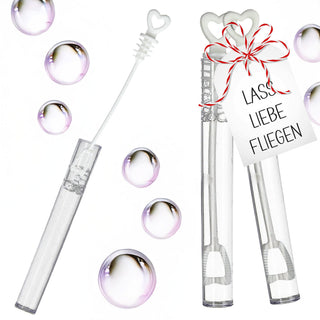 Seifenblasen Set Hochzeit 48er Pack Röhrchen Herzgriff Bubbles Trauung Hochzeitsseifenblasen