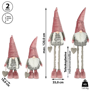 Wichtelfrau / -mann "Pinki" Wichtel Teleskopbeine max. H120cm zum Hinstellen Wichtelmännchen Weihnachtswichtel Zwerg Adventsdeko Weihnachtsdeko