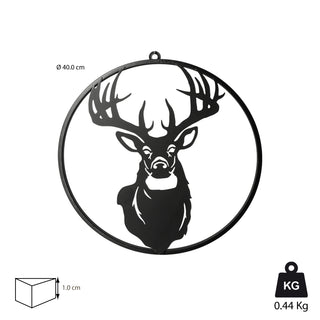 Türhänger Fensterdeko rund Hirschkopf Metall schwarz 40cm zum Auhängen Weihnachtsdekoration Hirsch