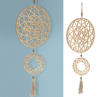 Wanddeko Ornament zum Aufhängen 34x90cm gold MFD Ringe Kreismotive Feng Shui Mandala