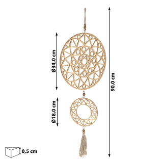 Wanddeko Ornament zum Aufhängen 34x90cm gold MFD Ringe Kreismotive Feng Shui Mandala