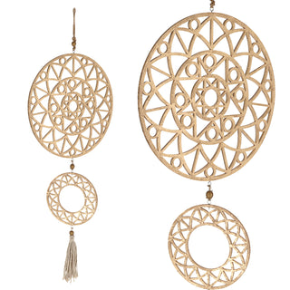 Wanddeko Ornament zum Aufhängen 34x90cm gold MFD Ringe Kreismotive Feng Shui Mandala