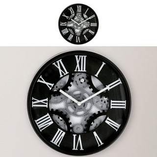 Wanduhr Zahnrad schwarz Ø30x5,5cm Küchenuhr Dekouhr Uhr Wohnzimmeruhr batteriebetrieben