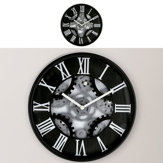Wanduhr Zahnrad schwarz Ø30x5,5cm Küchenuhr Dekouhr Uhr Wohnzimmeruhr batteriebetrieben