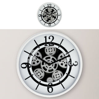 Wanduhr Zahnrad weiß Ø30x5,5cm Küchenuhr Dekouhr Uhr Wohnzimmeruhr batteriebetrieben