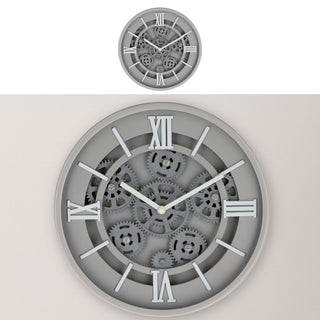 Wanduhr Zahnrad grau Ø30x5,5cm Küchenuhr Dekouhr Uhr Wohnzimmeruhr batteriebetrieben