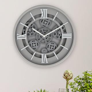 Wanduhr Zahnrad grau Ø30x5,5cm Küchenuhr Dekouhr Uhr Wohnzimmeruhr batteriebetrieben