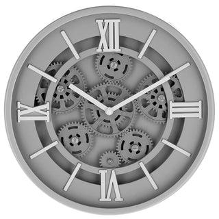 Wanduhr Zahnrad grau Ø30x5,5cm Küchenuhr Dekouhr Uhr Wohnzimmeruhr batteriebetrieben