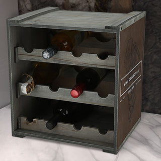 Weinregal für 12 Flaschen 36x39x30cm Tannenholz bedruckt Regal Weinflaschenregal Flaschenregal