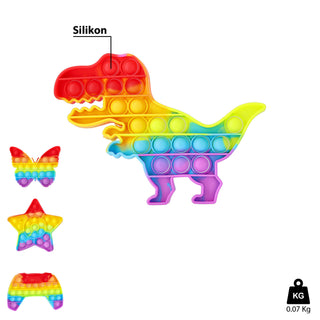 3/4x Bubble-Toy Rainbow / Form farbig Silikon Puzzle Spielzeug sensorisch Knalleffekt Bubbles