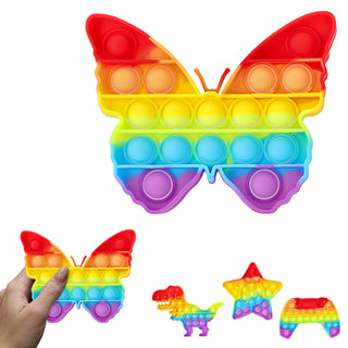 3/4x Bubble-Toy Rainbow / Form farbig Silikon Puzzle Spielzeug sensorisch Knalleffekt Bubbles