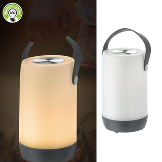 LED Leuchte Touchfunktion H19cm weiß/grau oder weiß/schwarz Outdoor IP44 H19cm Henkellampe akkubetrieben Gartenlampe