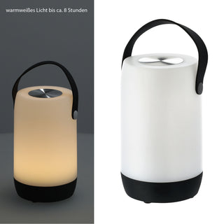 LED Leuchte Touchfunktion H19cm weiß/grau oder weiß/schwarz Outdoor IP44 H19cm Henkellampe akkubetrieben Gartenlampe