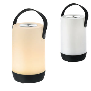 LED Leuchte Touchfunktion H19cm weiß/grau oder weiß/schwarz Outdoor IP44 H19cm Henkellampe akkubetrieben Gartenlampe