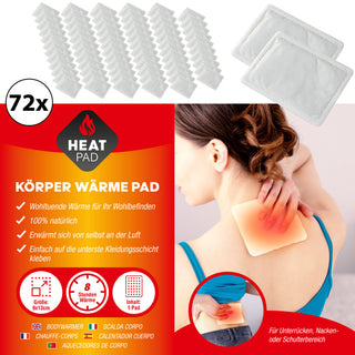 24/72x Wärmepad Set 13x10 cm Wärmepflaster Rückenwärmer Tiefewärme Körperwärmer selbstklebend 8 Stunden Wärme Heizkissen