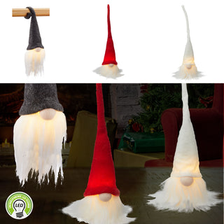 LED Wichtel 3er Set zum Aufhängen H26cm Wichtelmännchen Weihnachtswichtel Zwerg Adventsdeko Weihnachtsdeko