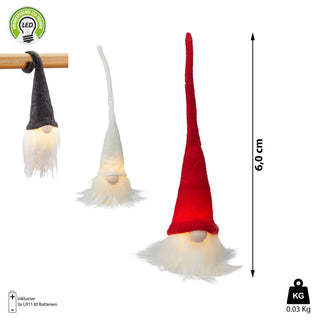 LED Wichtel 3er Set zum Aufhängen H26cm Wichtelmännchen Weihnachtswichtel Zwerg Adventsdeko Weihnachtsdeko