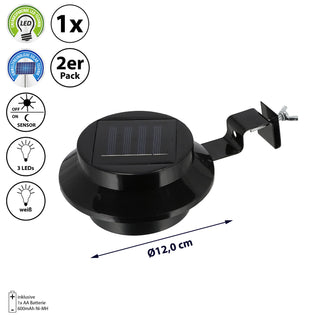 2/6x Solar Dachrinnenleuchte Set Dachrinnenbeleuchtung Lampe LED Leuchte Outdoorlicht